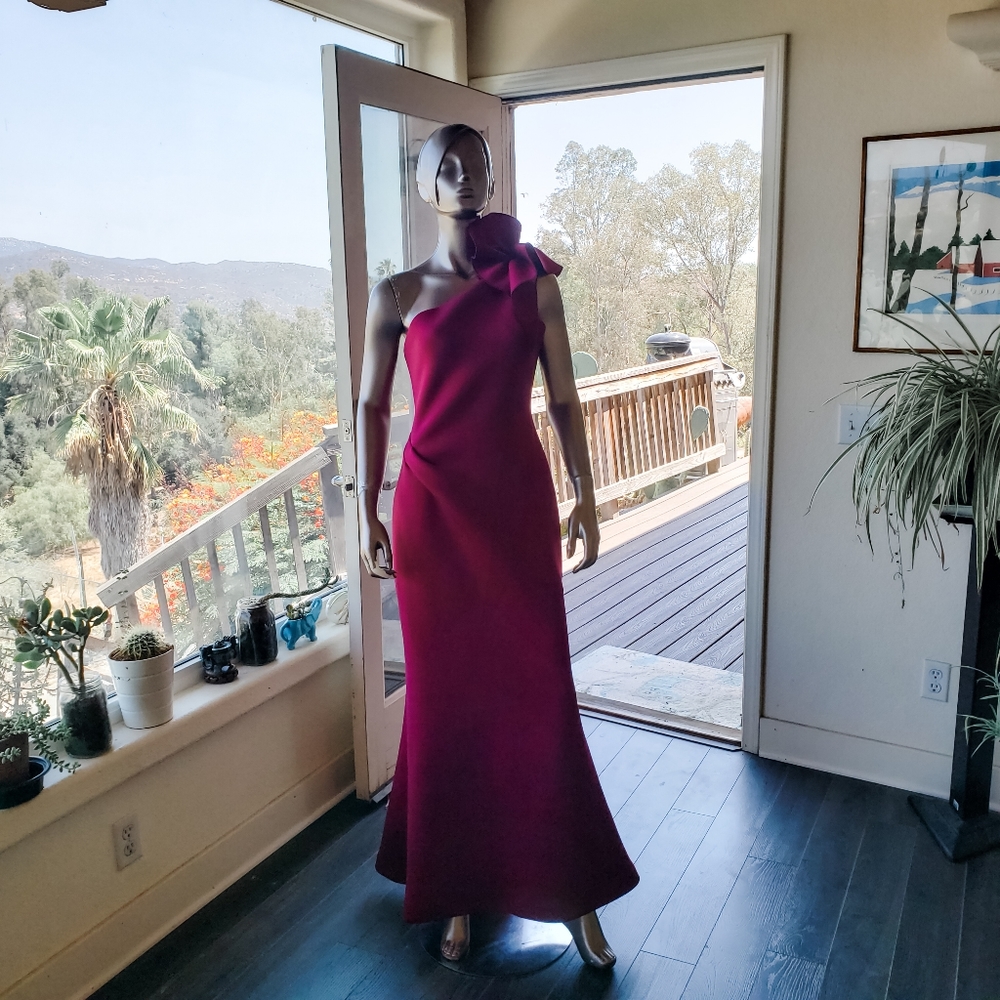 Emily in Paris Inspo: Jovani by Mia Bella One-Shoulder Scuba Dress